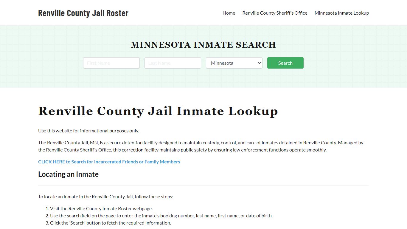 Renville County Jail Roster Lookup, MN, Inmate Search