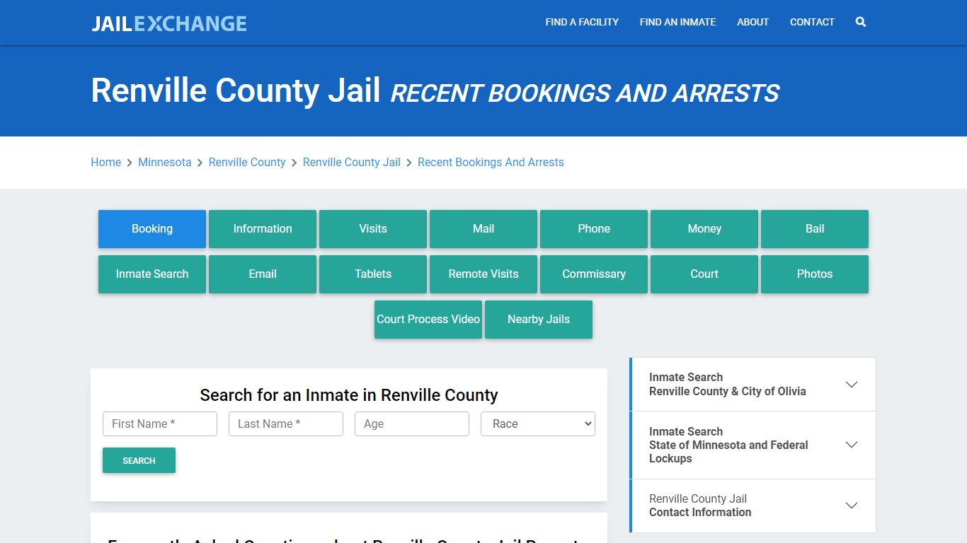 Renville County Jail MN Recent Arrests and Bookings - Jail Exchange